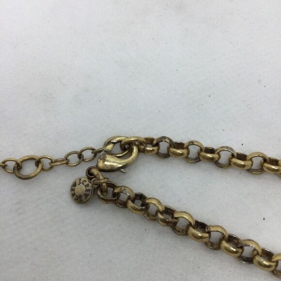 J. Crew Black & Teal Goldtone Statement Necklace 16" - Picture 4 of 5